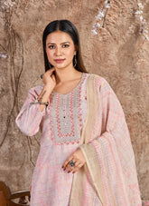 Pink Colour Party Wear Lilan Cotton Salwar Suit